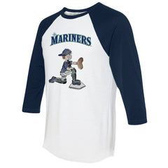 White/Navy Seattle Mariners Tiny Turnip Women's Caleb 3/4-Sleeve Raglan T-Shirt