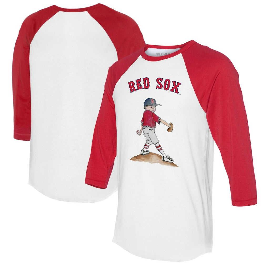 White/Red Boston Red Sox Tiny Turnip Women's Clemente 3/4-Sleeve Raglan T-Shirt