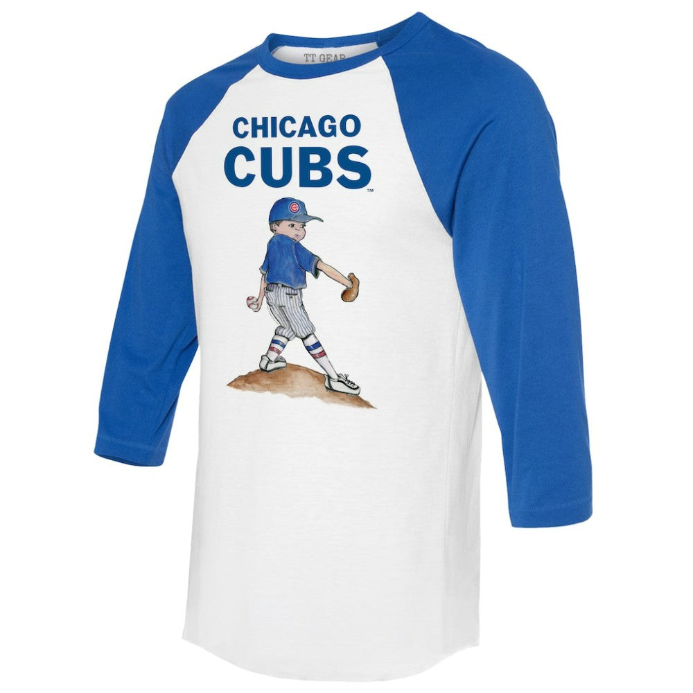 White/Royal Chicago Cubs Tiny Turnip Women's Clemente 3/4-Sleeve Raglan T-Shirt