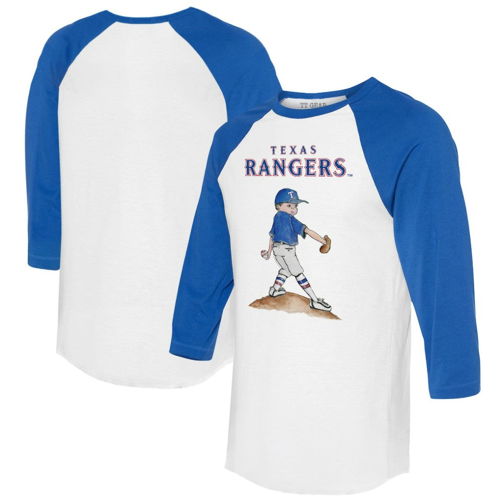 White/Royal Texas Rangers Tiny Turnip Women's Clemente 3/4-Sleeve Raglan T-Shirt