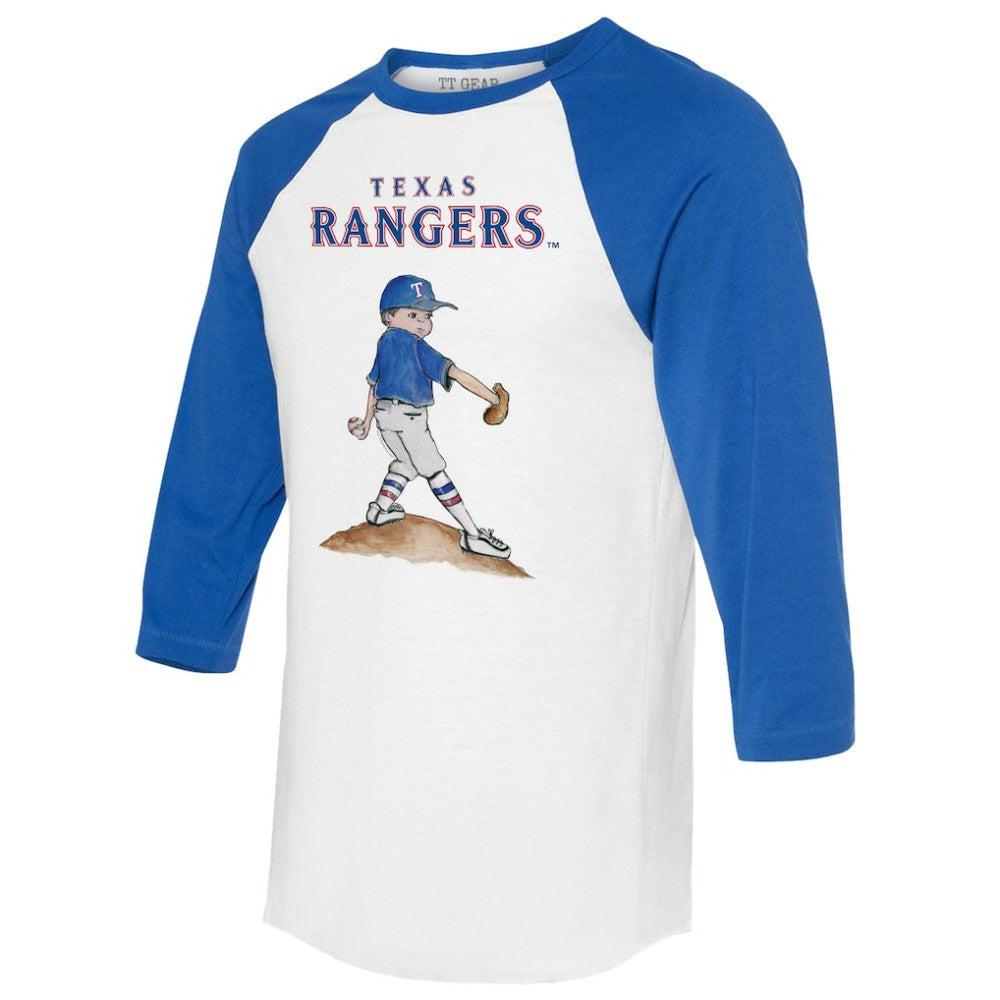 White/Royal Texas Rangers Tiny Turnip Women's Clemente 3/4-Sleeve Raglan T-Shirt
