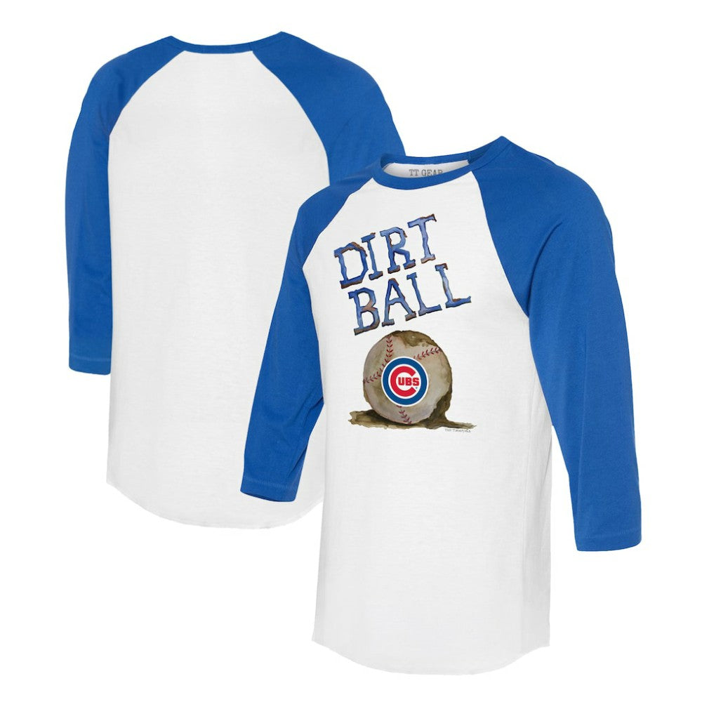 White/Royal Chicago Cubs Tiny Turnip Women's Dirt Ball 3/4-Sleeve Raglan T-Shirt