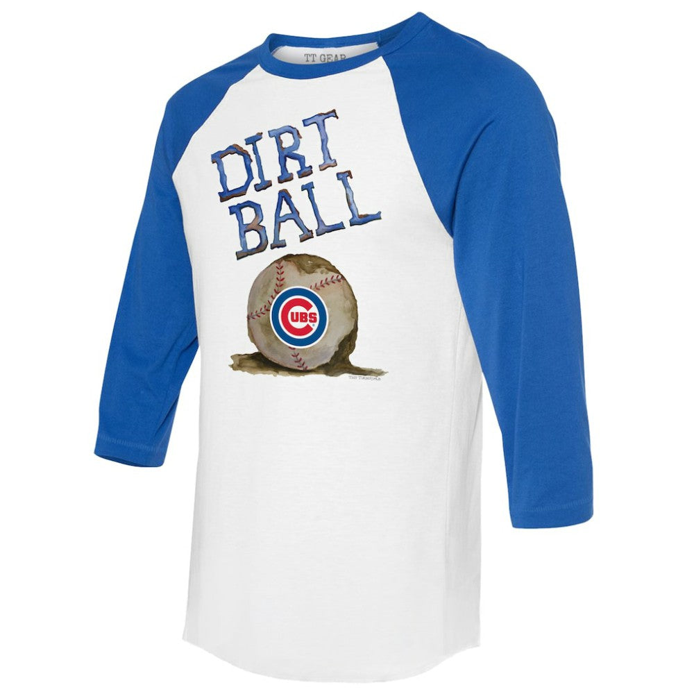 White/Royal Chicago Cubs Tiny Turnip Women's Dirt Ball 3/4-Sleeve Raglan T-Shirt