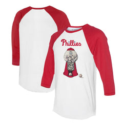 White/Red Philadelphia Phillies Tiny Turnip Women's Gumball Machine 3/4-Sleeve Raglan T-Shirt