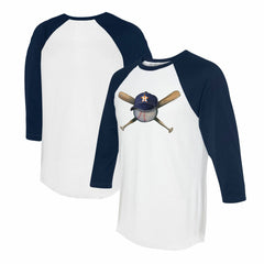 White/Navy Houston Astros Tiny Turnip Women's Hat Crossbats 3/4-Sleeve Raglan T-Shirt
