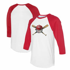 White/Red Cincinnati Reds Tiny Turnip Women's Hat Crossbats 3/4-Sleeve Raglan T-Shirt