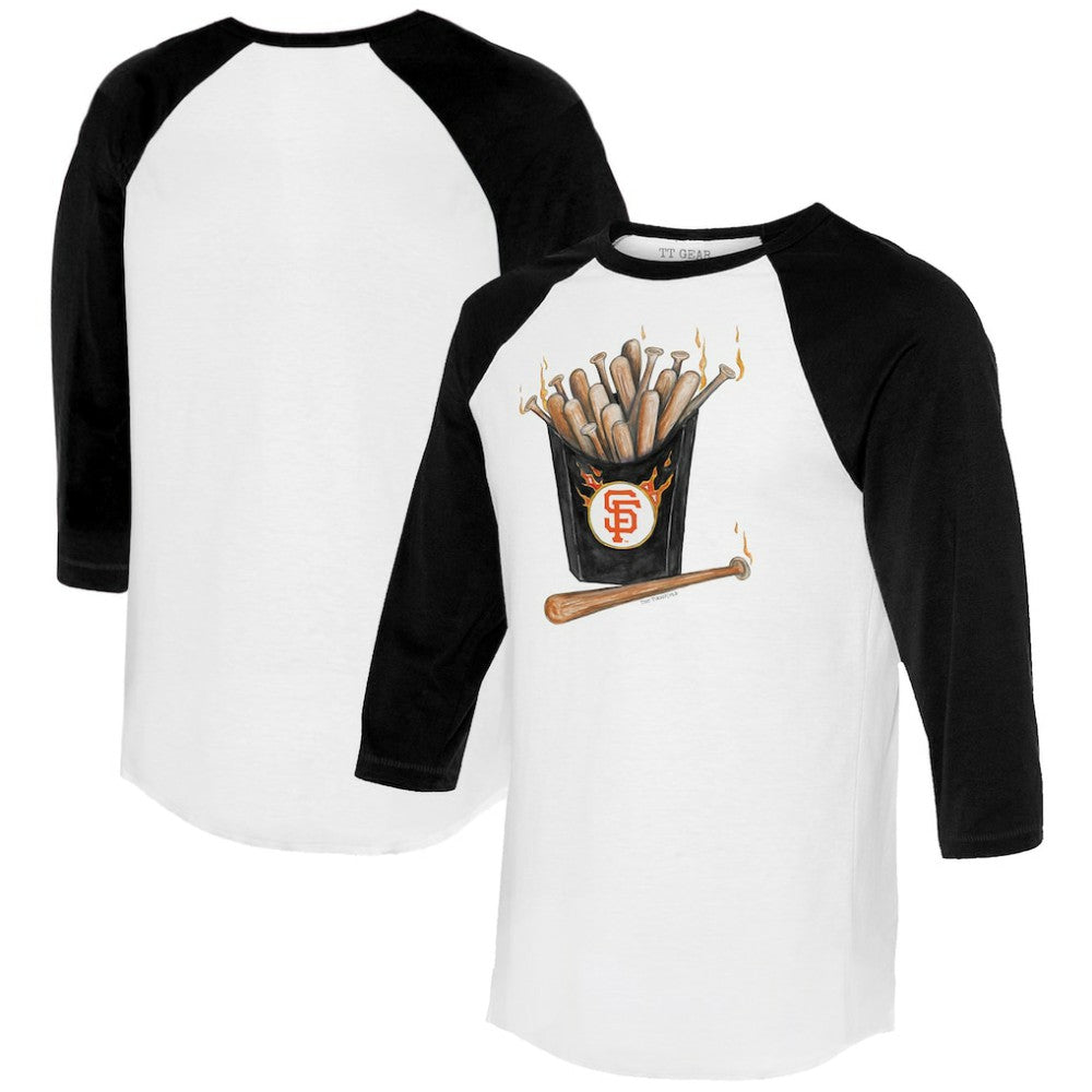 White/Black San Francisco Giants Tiny Turnip Women's Hot Bats 3/4-Sleeve Raglan T-Shirt