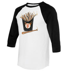 White/Black San Francisco Giants Tiny Turnip Women's Hot Bats 3/4-Sleeve Raglan T-Shirt