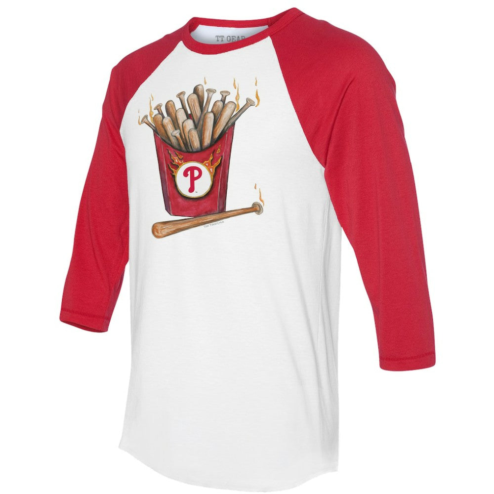 White/Red Philadelphia Phillies Tiny Turnip Women's Hot Bats 3/4-Sleeve Raglan T-Shirt