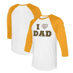 White/Gold San Diego Padres Tiny Turnip Women's I Love Dad 3/4-Sleeve Raglan T-Shirt