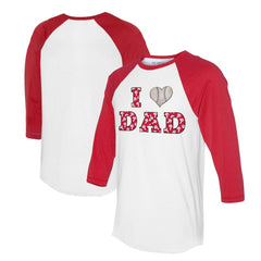 White/Red Philadelphia Phillies Tiny Turnip Women's I Love Dad 3/4-Sleeve Raglan T-Shirt
