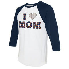 White/Navy Detroit Tigers Tiny Turnip Women's I Love Mom 3/4-Sleeve Raglan T-Shirt