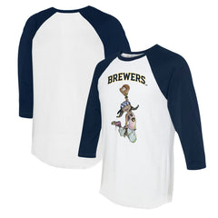 White/Navy Milwaukee Brewers Tiny Turnip Women's Jada 3/4-Sleeve Raglan T-Shirt