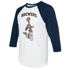 White/Navy Milwaukee Brewers Tiny Turnip Women's Jada 3/4-Sleeve Raglan T-Shirt
