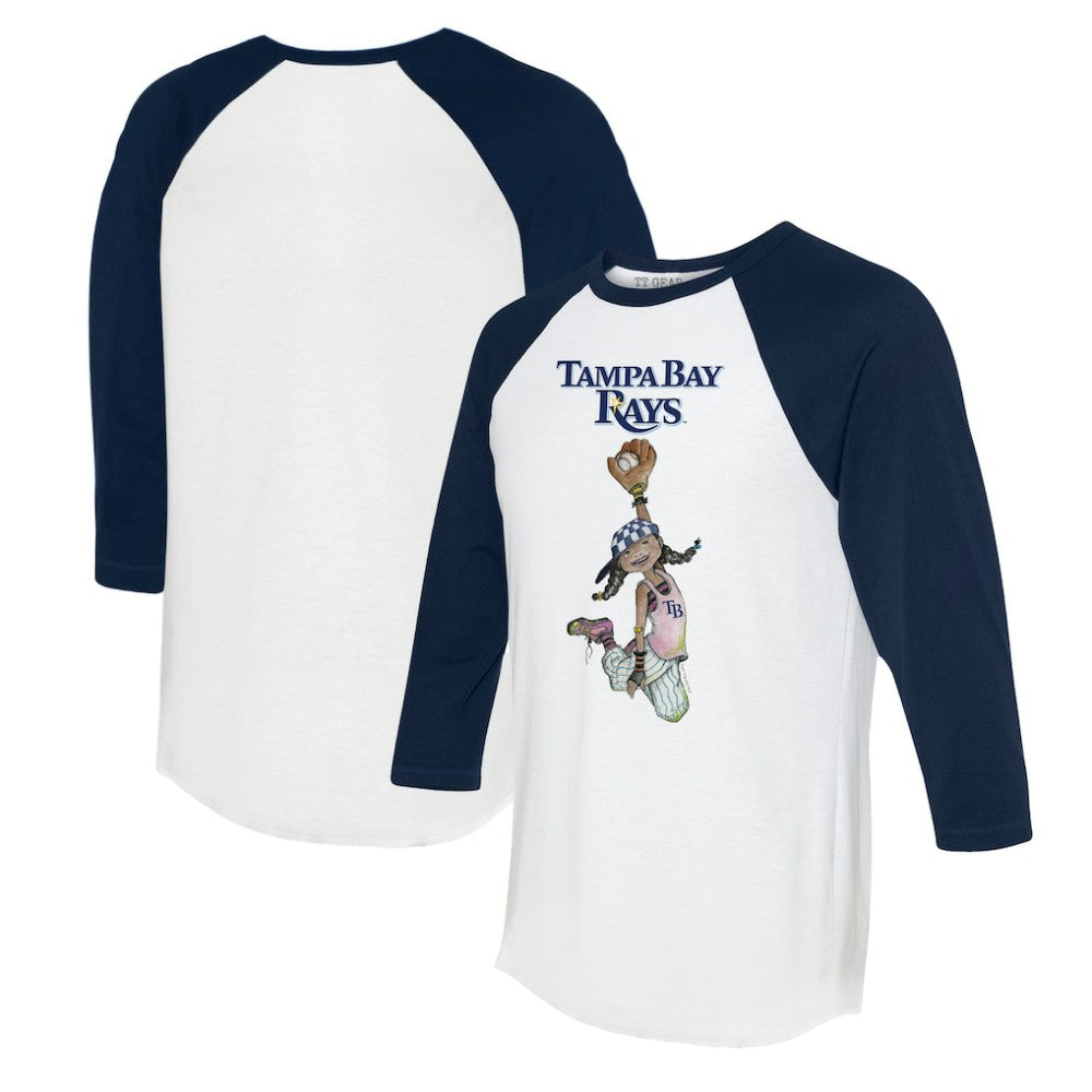 White/Navy Tampa Bay Rays Tiny Turnip Women's Jada 3/4-Sleeve Raglan T-Shirt