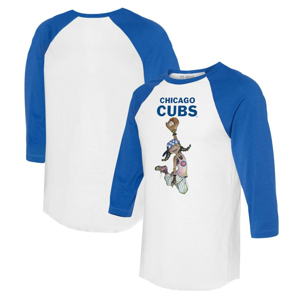 White/Royal Chicago Cubs Tiny Turnip Women's Jada 3/4-Sleeve Raglan T-Shirt