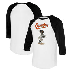 White/Black Baltimore Orioles Tiny Turnip Women's James 3/4-Sleeve Raglan T-Shirt