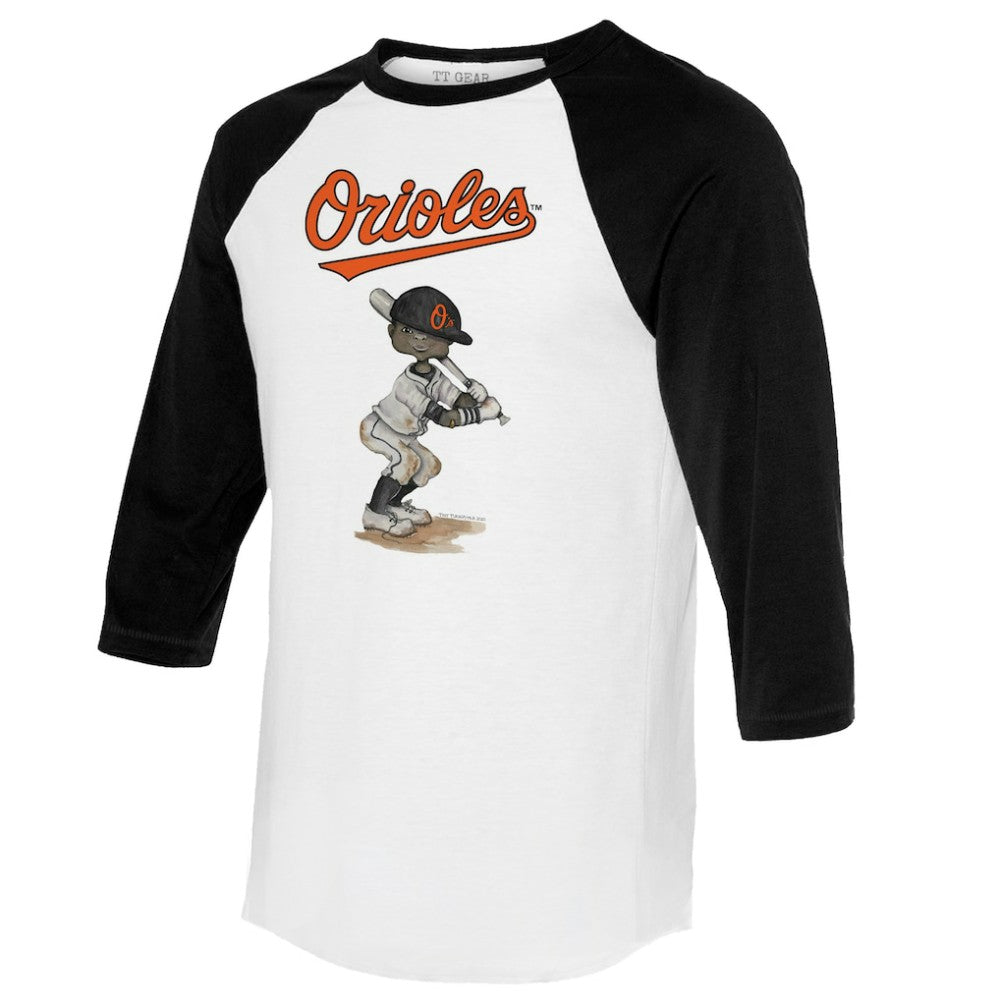 White/Black Baltimore Orioles Tiny Turnip Women's James 3/4-Sleeve Raglan T-Shirt