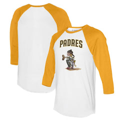 White/Gold San Diego Padres Tiny Turnip Women's Kate 3/4-Sleeve Raglan T-Shirt