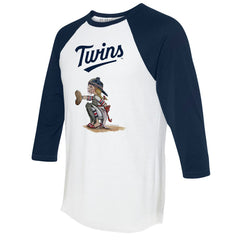 White/Navy Minnesota Twins Tiny Turnip Women's Kate 3/4-Sleeve Raglan T-Shirt