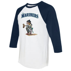 White/Navy Seattle Mariners Tiny Turnip Women's Kate 3/4-Sleeve Raglan T-Shirt