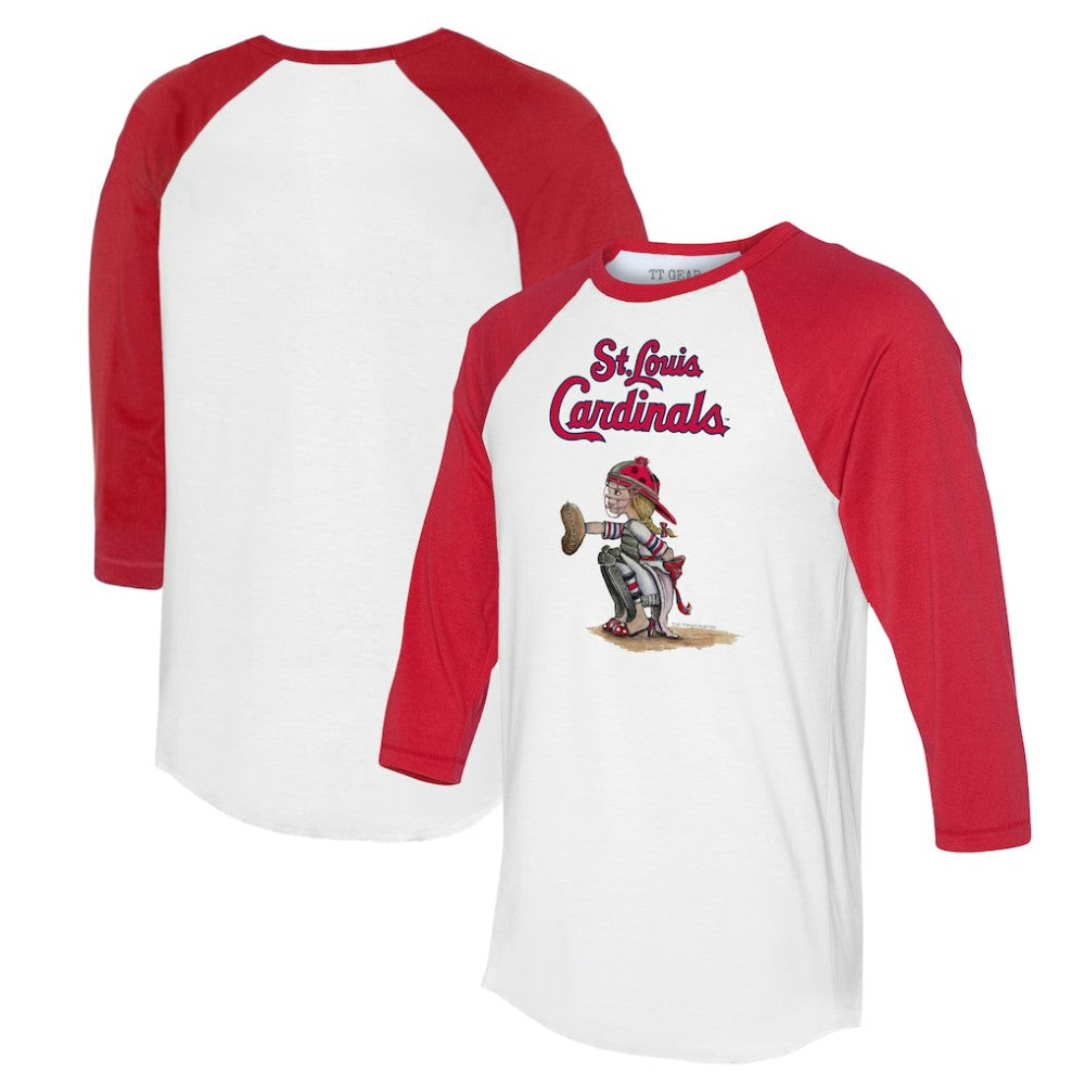 White/Red St. Louis Cardinals Tiny Turnip Women's Kate 3/4-Sleeve Raglan T-Shirt