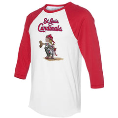 White/Red St. Louis Cardinals Tiny Turnip Women's Kate 3/4-Sleeve Raglan T-Shirt