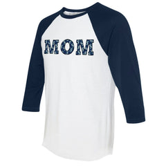 White/Navy Seattle Mariners Tiny Turnip Women's Logo Mom 3/4-Sleeve Raglan T-Shirt