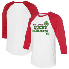 White/Red St. Louis Cardinals Tiny Turnip Women's Lucky Charm 3/4-Sleeve Raglan T-Shirt