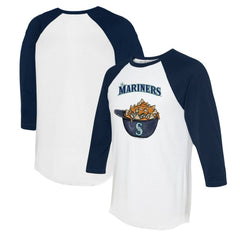 White/Navy Seattle Mariners Tiny Turnip Women's Nacho Helmet 3/4-Sleeve Raglan T-Shirt
