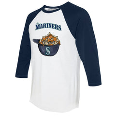 White/Navy Seattle Mariners Tiny Turnip Women's Nacho Helmet 3/4-Sleeve Raglan T-Shirt