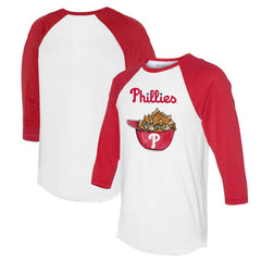 White/Red Philadelphia Phillies Tiny Turnip Women's Nacho Helmet 3/4-Sleeve Raglan T-Shirt