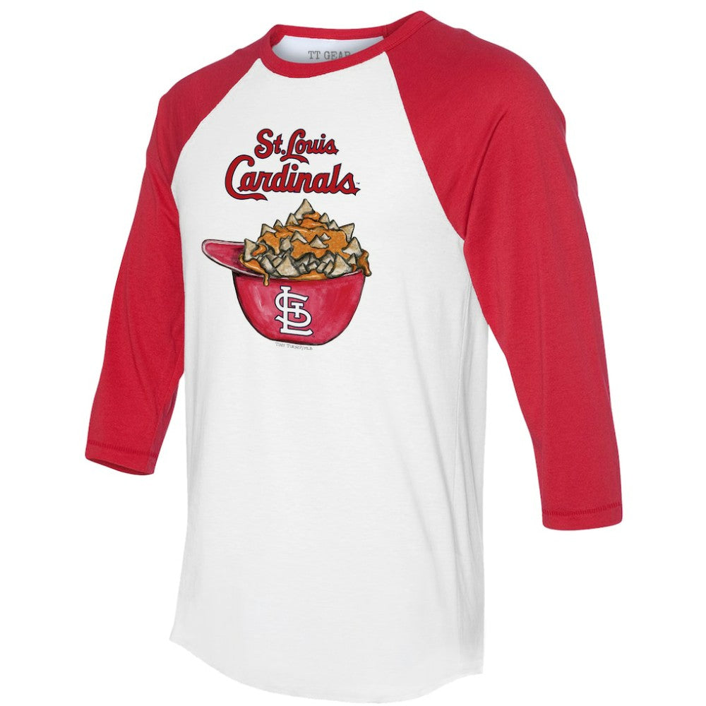 White/Red St. Louis Cardinals Tiny Turnip Women's Nacho Helmet 3/4-Sleeve Raglan T-Shirt