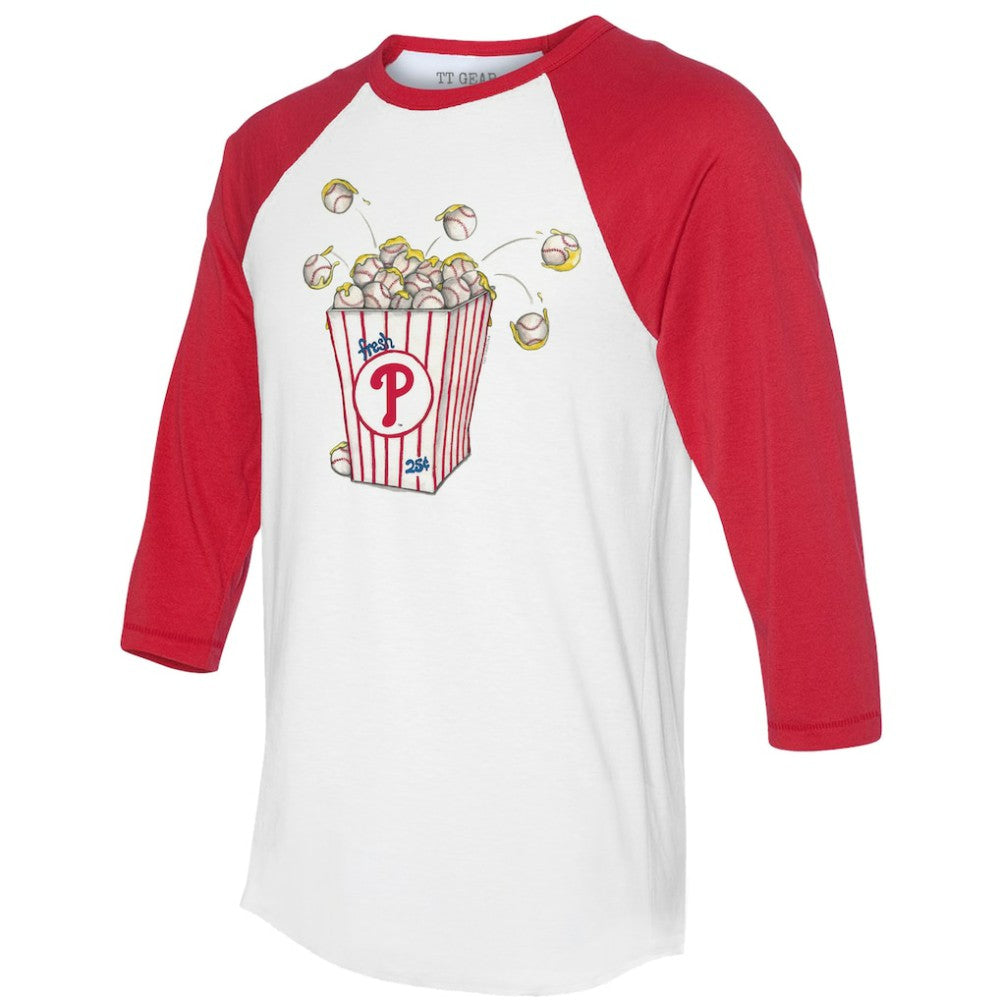 White/Red Philadelphia Phillies Tiny Turnip Women's Popcorn 3/4-Sleeve Raglan T-Shirt