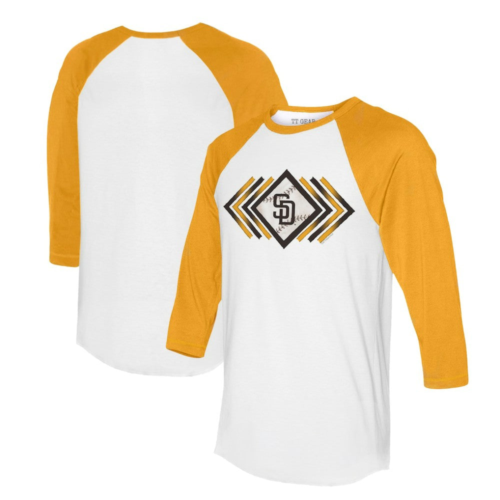 White San Diego Padres Tiny Turnip Women's Prism Arrows 3/4-Sleeve Raglan T-Shirt