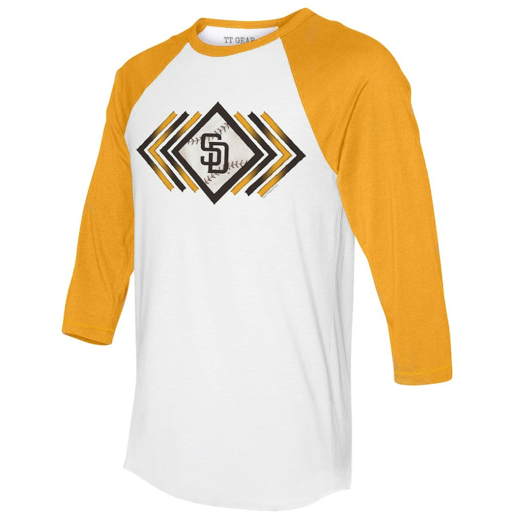 White San Diego Padres Tiny Turnip Women's Prism Arrows 3/4-Sleeve Raglan T-Shirt