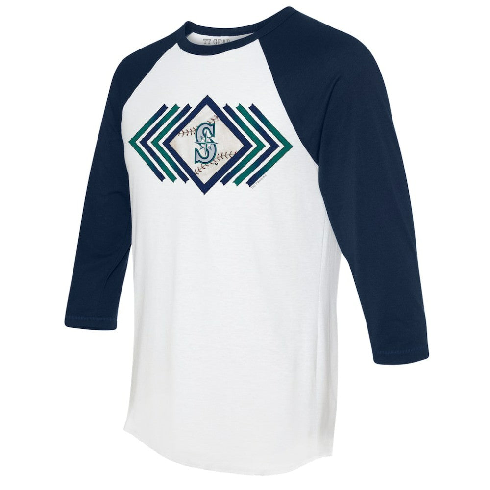 White Seattle Mariners Tiny Turnip Women's Prism Arrows 3/4-Sleeve Raglan T-Shirt