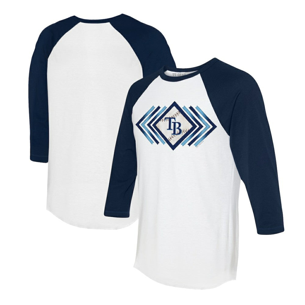 White Tampa Bay Rays Tiny Turnip Women's Prism Arrows 3/4-Sleeve Raglan T-Shirt