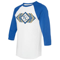 White Kansas City Royals Tiny Turnip Women's Prism Arrows 3/4-Sleeve Raglan T-Shirt