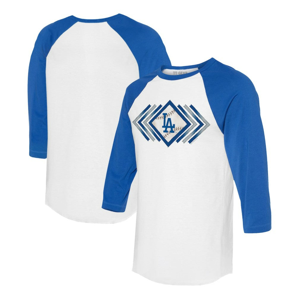 White Los Angeles Dodgers Tiny Turnip Women's Prism Arrows 3/4-Sleeve Raglan T-Shirt