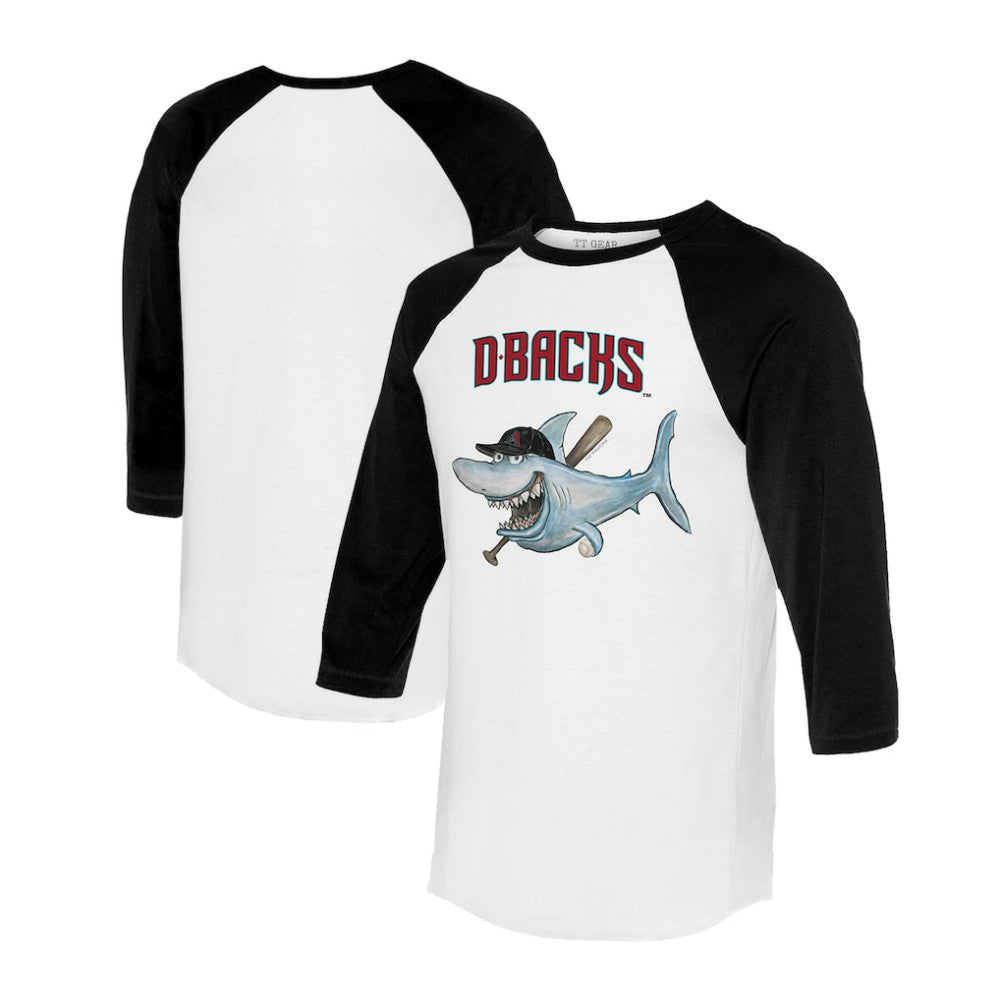 White/Black Arizona Diamondbacks Tiny Turnip Women's Shark 3/4-Sleeve Raglan T-Shirt