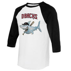 White/Black Arizona Diamondbacks Tiny Turnip Women's Shark 3/4-Sleeve Raglan T-Shirt