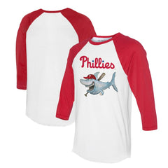 White/Red Philadelphia Phillies Tiny Turnip Women's Shark 3/4-Sleeve Raglan T-Shirt