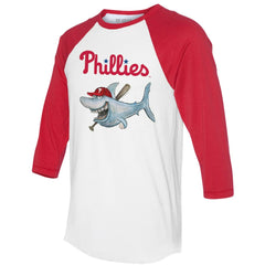 White/Red Philadelphia Phillies Tiny Turnip Women's Shark 3/4-Sleeve Raglan T-Shirt