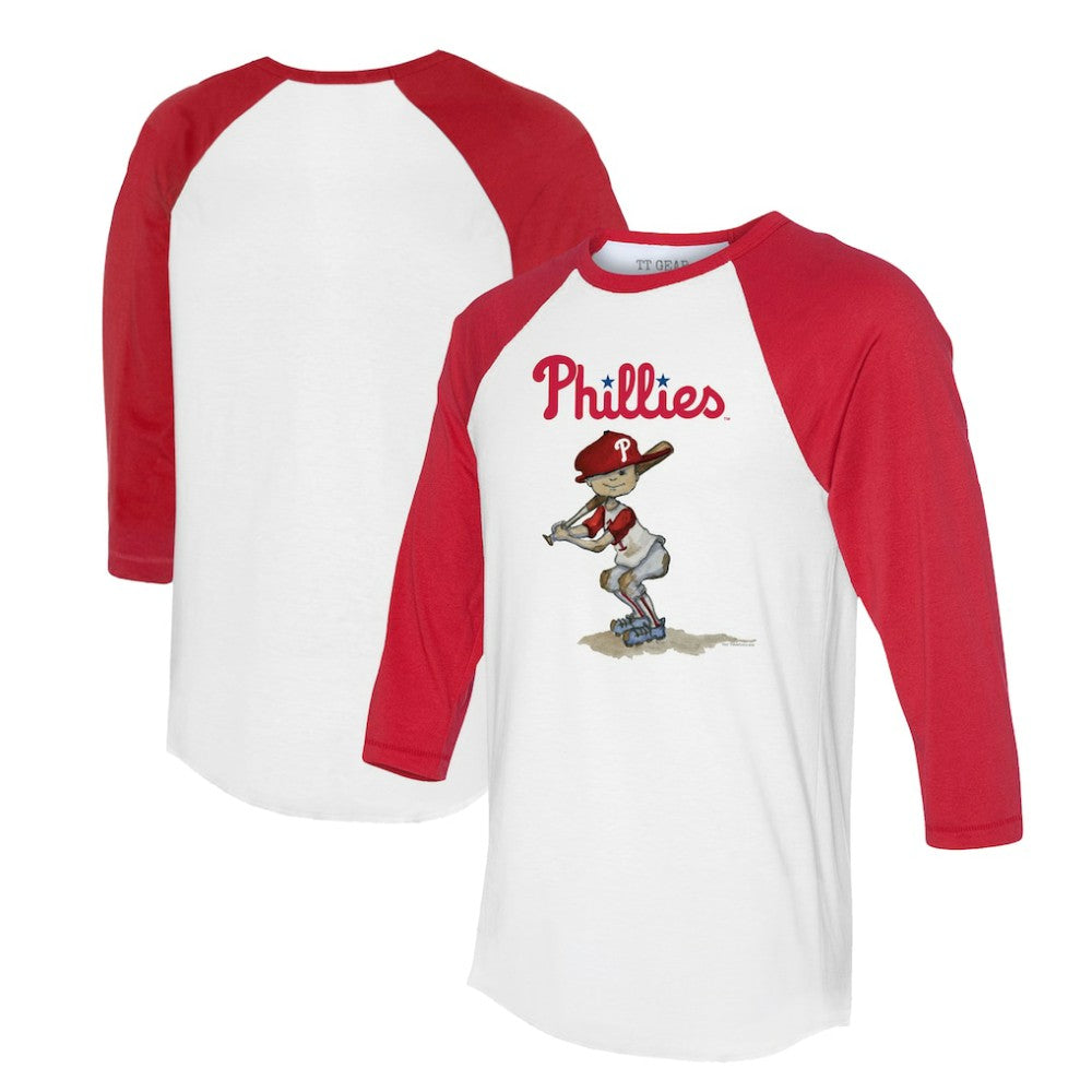 White/Red Philadelphia Phillies Tiny Turnip Women's Slugger 3/4-Sleeve Raglan T-Shirt