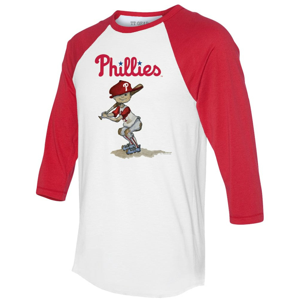 White/Red Philadelphia Phillies Tiny Turnip Women's Slugger 3/4-Sleeve Raglan T-Shirt