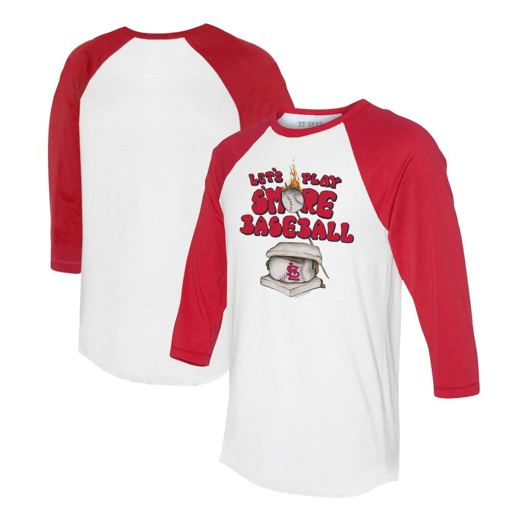 White/Red St. Louis Cardinals Tiny Turnip Women's Smores 3/4-Sleeve Raglan T-Shirt