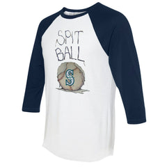 White/Navy Seattle Mariners Tiny Turnip Women's Spit Ball 3/4-Sleeve Raglan T-Shirt