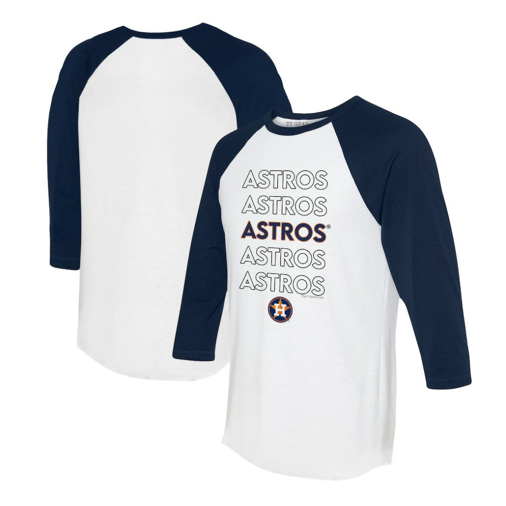 White/Navy Houston Astros Tiny Turnip Women's Stacked 3/4-Sleeve Raglan T-Shirt