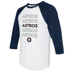 White/Navy Houston Astros Tiny Turnip Women's Stacked 3/4-Sleeve Raglan T-Shirt